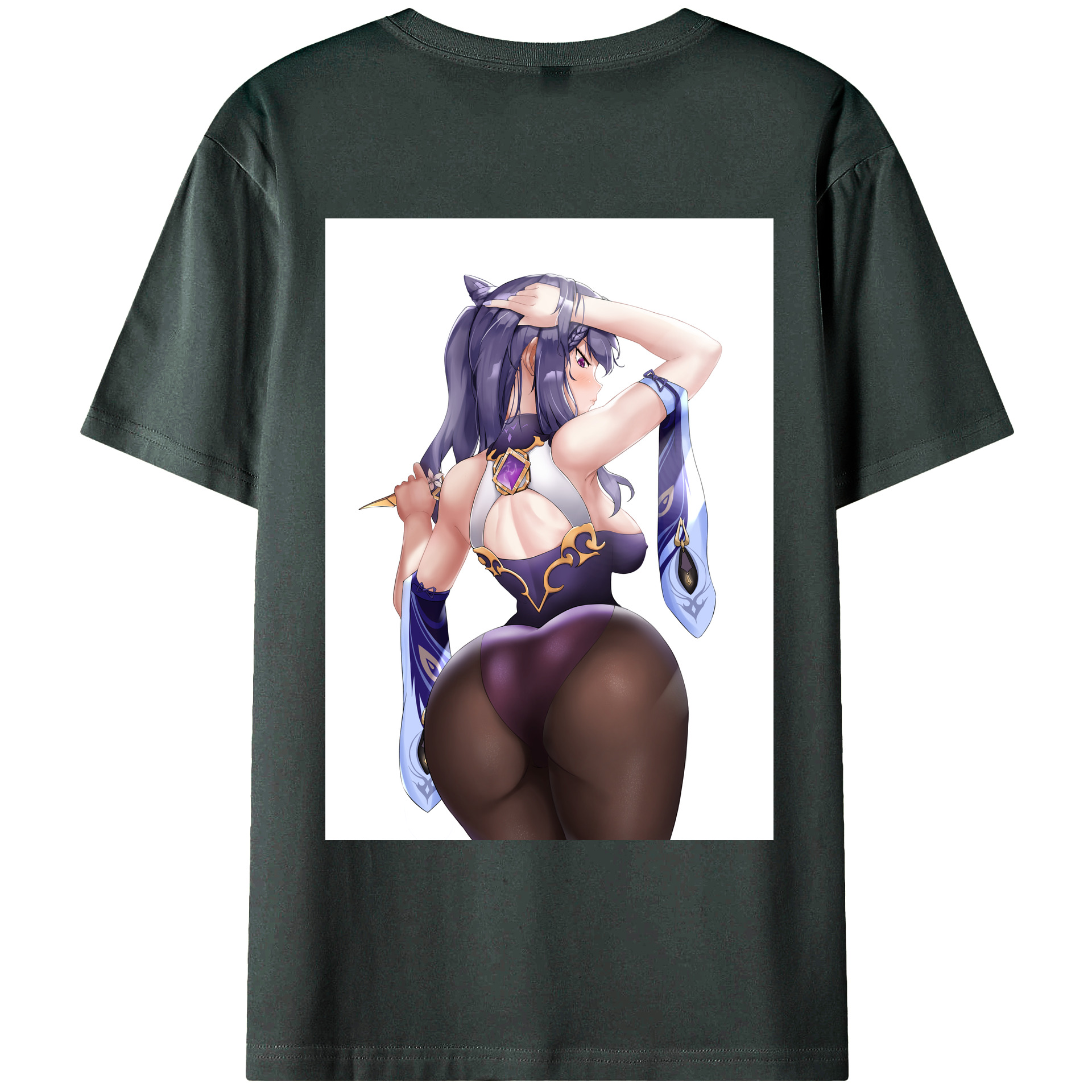 げんし神 刻晴 こくせい genshin Kokusei 綿100％ メンズ半袖Tシャツ（バックプリント） 通気性